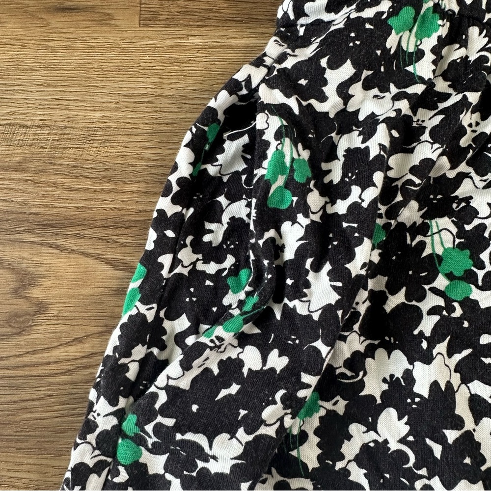 Boden Alma Floral Jersey Knit Dress 8 Button Front Knee Teacher Black Green Prep - Picture 12 of 15